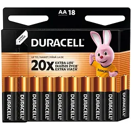 Батарейка Duracell AA лужні 18 шт. в упаковці (5000394107519 / 5006192)