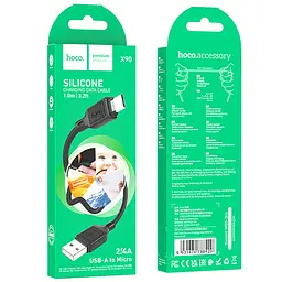 Дата кабель Hoco X90 Cool silicone USB to MicroUSB (1m) Black - мініатюра 5