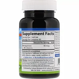 Вітамін K2 MK-7 Carlson Labs Vitamin K2 MK-7 45 мкг 90 капсул - мініатюра 2