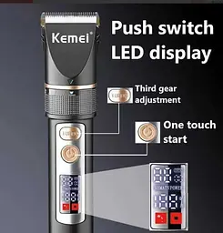 Машинка для стрижки Kemei LFJ-KM-5073 3 насадки Чорний (2390000002) - мініатюра 5