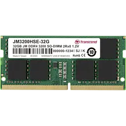 Оперативна пам'ять Transcend 32GB SODIMM DDR4 3200MHz (JM3200HSE-32G)