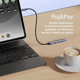 Концентратор ColorWay USB-C 4-in-1 USB-C2.0х3/USB3.0 (CW-HUB07) - мініатюра 9