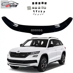 Дефлектор капоту мухобійка для Skoda Kodiaq 2016- Євро Кріплення (Vip Tuning)