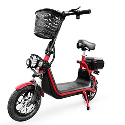 Електросамокат EVOBIKE Zen U12 MAX 2025 року червоний | електросамокат з трьома фарами, корзинкою та багажником