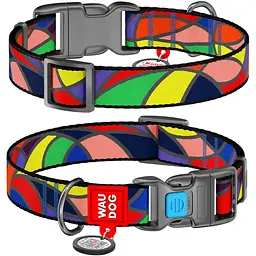 Нашийник для собак Waudog Nylon Вітраж, з QR-паспортом, пластиковый фастекс, S, 23-35х1,5 см - мініатюра 3