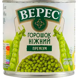 Горошок Верес Преміум ніжний зелений 420 г