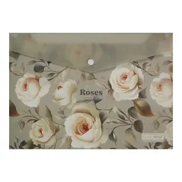 Папка-конверт А4 на кнопці ROSES ARABESKI світло-сіра BM.3943-20 BUROMAX матовий напівпрозорий пластик (4823126805627)