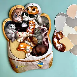 Дерев'яний пазл-вкладиш "Котики-муркотики" Ubumblebees (ПСФ133) PSF133 - мініатюра 7