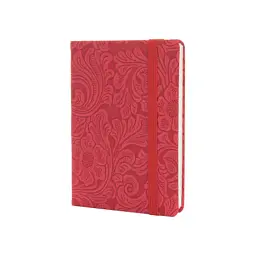 Книга записна Optima Lady А6, тверда текстильна обкладинка, гумка, кремовий блок, лінія, червона (O20389-03)