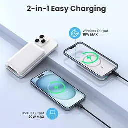 Магнітний павербанк HETP 10800 mAh, PD 20W, бездротова зарядка для iPhone 16/15/14/13 - мініатюра 5