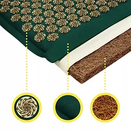 Килимок акупунктурний 4FIZJO Eco Mat Аплікатор Кузнєцова з подушкою 130 x 50 см Navy Green/Gold 4FJ0290 (P-5907739313614) - мініатюра 5