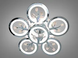Стельовий LED-світильник «Квіткове сяйво» Diasha 8135/5+1HR — 95 Вт, диммер, пульт, 6 світлових кілець - мініатюра 4