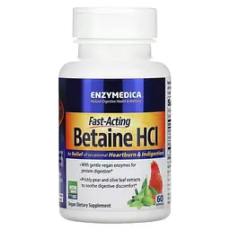 Бетаїн гідрохлорид Enzymedica Betaine HCL, 60 капсул для підтримки травної системи - мініатюра 3