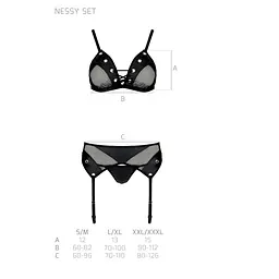 Комплект білизни Passion NESSY SET, бюстгальтер, пояс для панчіх, стрінги - мініатюра 5