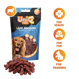 Ласощі для собак UniQ PETS Сосиски з баранини, 80 г - мініатюра 2