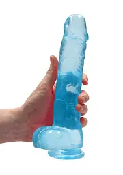 Фалоімітатор RealRock Crystal Clear 9", 25 см (блакитний) - мініатюра 5