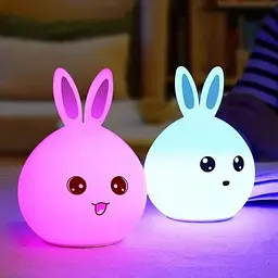 Дитячий світильник – нічник Зайчик LED Rabbit Soft Touch силіконовий із вбудованим акумулятором 7 режимів свічіння - мініатюра 2