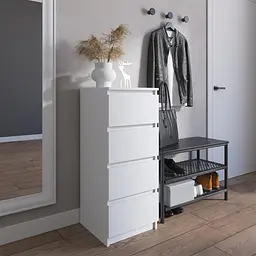 Комод Vays R-17 Білий, на 4 шухляди без ручок, вузький, ЛДСП 40×40×98 см - для передпокою, спальні, коридору