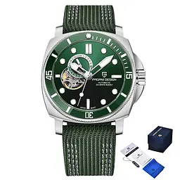 Наручний годинник чоловічий PD-1736 Silver-Green Pagani Design acs0031180