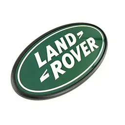 Емблема задня LAND ROVER зелений+білий напис із чорним ободом 91х50 мм метал (на скотчі) LR023287