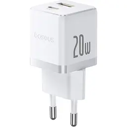 Мережевий зарядний пристрій Baseus Palm Fast Charger Type-C+USB 20W P10111608213-00 White
