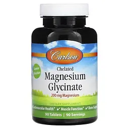 Магний Chelated Magnesium Glycinate 200 mg 90 таблеток Carlson vit0005428