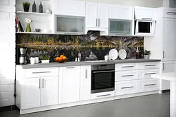 Кухонний фартух самоклеючий Ліс Відображення у річці для кухні наклейка зелений 60х250 см Happy Pocket Z180594
