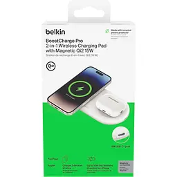 Зарядний пристрій BELKIN 2в1 15Вт Pad Qi2, білий (WIZ021VFWH) - мініатюра 6
