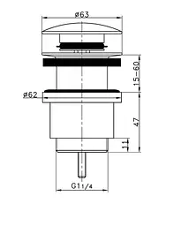 Донний клапан Frap F62-7 натискний, 1 1/4", чорний, Чорний матовий - мініатюра 3
