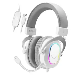 Ігрові навушники з мікрофоном Fifine H-6W RGB USB 7.1 White - мініатюра 11