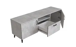 Тумба Лестер на конусних ніжках Ferrum-decor 48x139x38 Чорний метал ДСП Бетон 16 мм (FRD-106801) - мініатюра 4