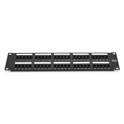 Патч-панель телефонна PiPo 50 портів UTP DUAL кат 3 19" 2U неекранована чорна (73-00889) - мініатюра 1