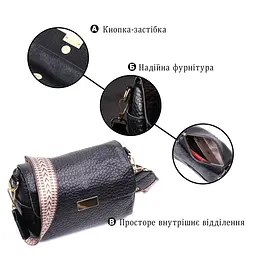 Класична жіноча шкіряна сумка з плечовою лямкою Vintage 22405 чорна - мініатюра 8