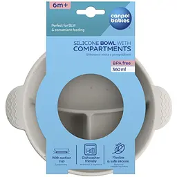 Мисочка силіконова на присосці Canpol babies з секціями DOTS (51/403_grey) - мініатюра 7
