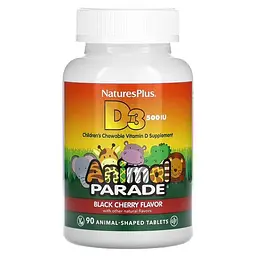 Витамин D3 и D3+K2 для детей Vitamin D3 500 IU 90 жевательных таблеток NaturesPlus vit0006353