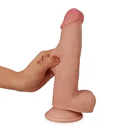 Фалоімітатор LoveToy Sliding-Skin Dual Layer Dong 20 см тілесний - мініатюра 3
