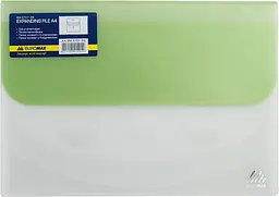 Папка-конверт TRAVEL BM.3707-99 BUROMAX, на липучці, А4, 4 відділення, матовий напівпроз.пластик (4823078953360) Зелений