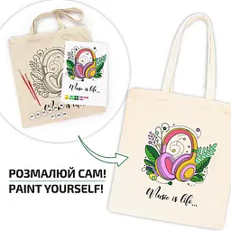 Набір, екосумка-розмальовка, „Music is Life“, бавовна 220 г/м2, 38х42см, ROSA Talent [CD] - мініатюра 5