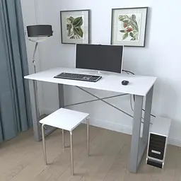 Письмовий стіл Ferrum-decor Драйв 750x1400x700 Сірий метал ДСП Біле 16 мм (FRD-103199) - мініатюра 2