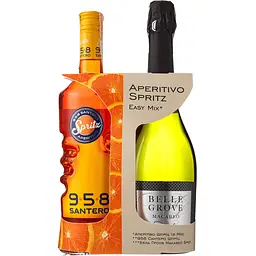 Набір Аперитив Santero Spritz Aperitivo 13% 0.75 л + Вино ігристе Belle Grove Macabeo Brut біле брют 11% 0.75 л