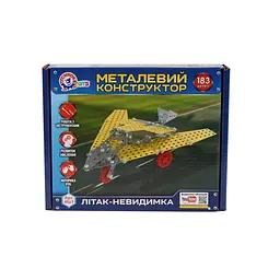 Дитячий Конструктор металевий "Літак-невидимка" ТехноК 4869TXK, 183 деталі - мініатюра 2