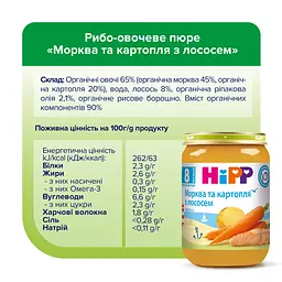 Пюре HiPP Морква і картопля з лососем 190 г - мініатюра 5