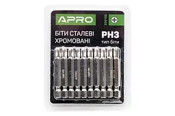 Біта викруткова APRO насадка хрестоподібна PH3 x 50 мм хром в упаковці 10 шт. - мініатюра 4