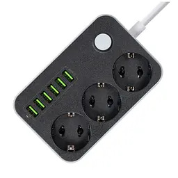 Мережевий фільтр живлення ColorWay CW-CHЕ36B, 3 розетки/6USB Black 1.8M (CW-CHE36B) - мініатюра 4