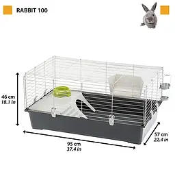 Клітка для кроликів та морських свинок Ferplast Rabbit 100 темно-сіра 95х57х46 см 57052370 - мініатюра 2