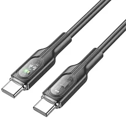 Дата кабель Hoco U120 Transparent explore intelligent power-off PD 60W Type-C to Type-C (1.2m) Black - мініатюра 3