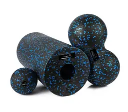 Набір для йоги PowerPlay PP_4008 EPP Foam Roller Set роллер + 2 масажні м'ячі Чорно-синій (PP_4008_Bl/Blue) - мініатюра 2