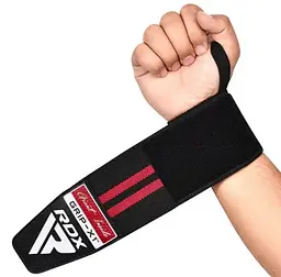 Бинти для зап'ясть (кистьові бинти) RDX GYM WRIST WRAP R11 BLACK/RED (WAH-WR11BR) - мініатюра 3