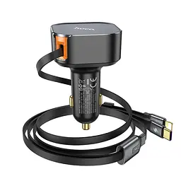 АЗП Hoco NZ13 Clever PD30W + висувний кабель Type-C and Lightning Black - мініатюра 4