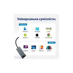 Адаптер Dynamode USB3.0 Type-C to 1000/100 Mbit/s RJ-45 (RTL8153) 0.13 m (DM-AD-GLAN-C) - мініатюра 8